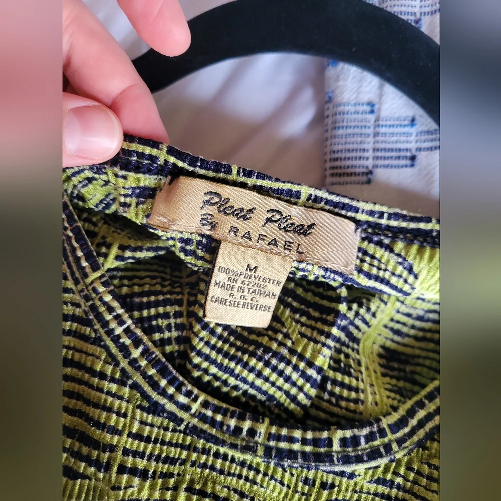 Vintage Pleat Pleat by Rafael Lime Green Tie Dye Maxi Dress Size Medium - Picture 7 of 8